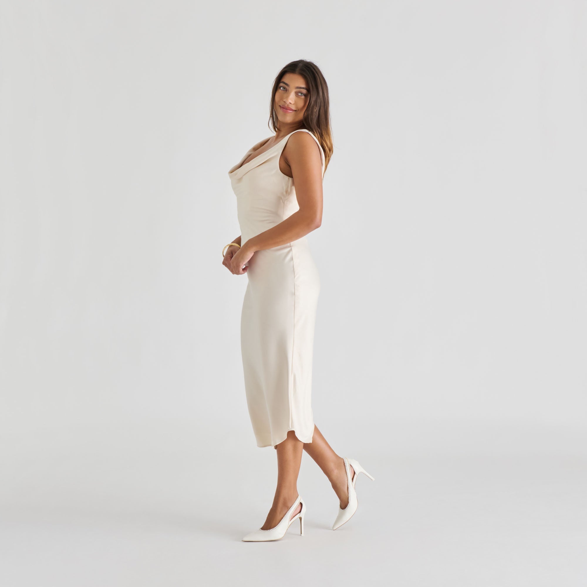 Kelson Pearl True White Leather Heels / Dolce Vita