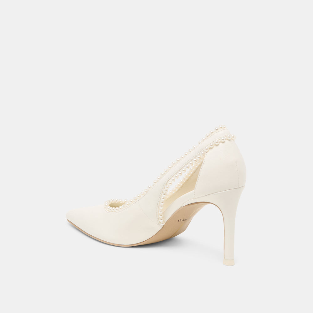 Kelson Pearl True White Leather Heels / Dolce Vita