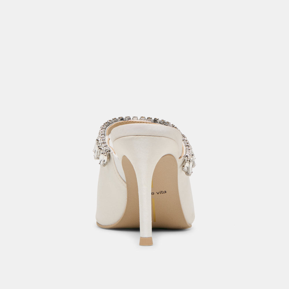 Keli Crystal White Satin Heels / Dolce Vita