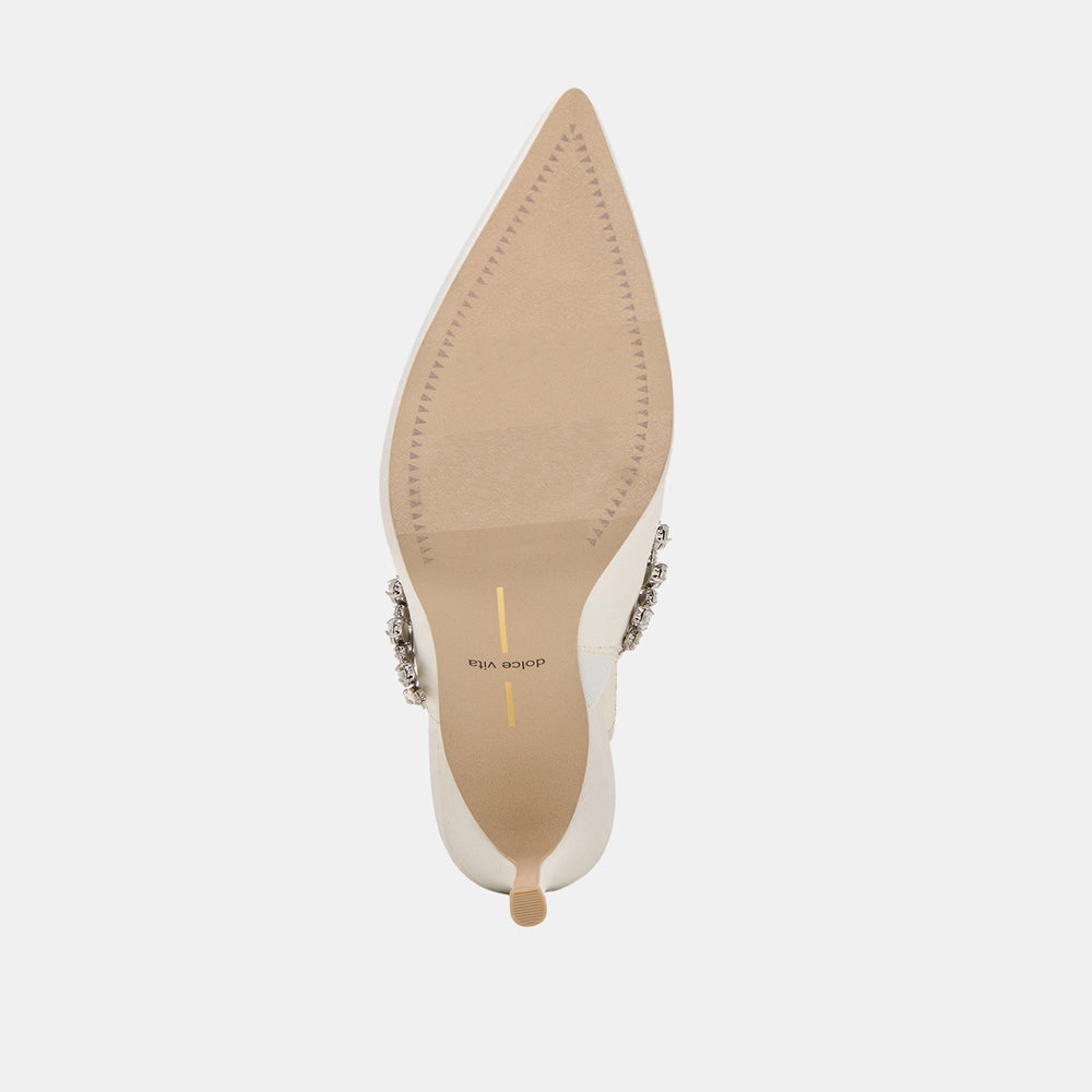 Keli Crystal White Satin Heels / Dolce Vita