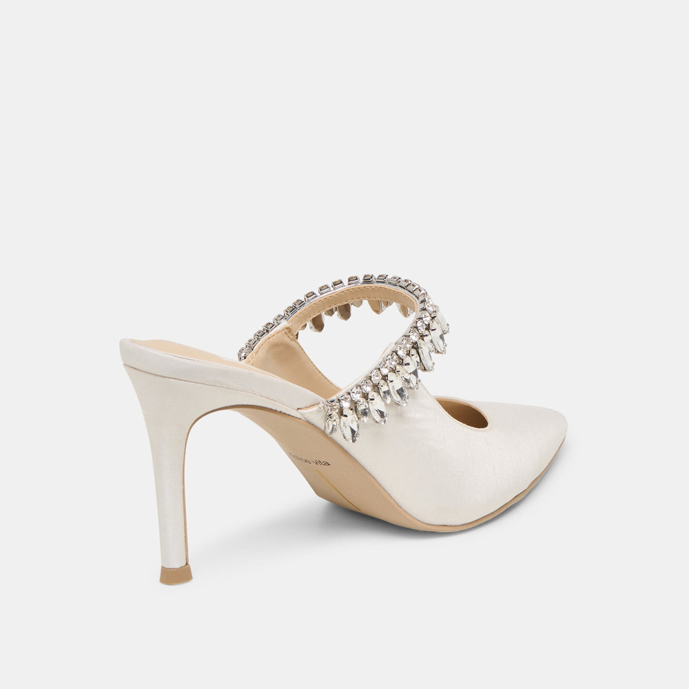 Keli Crystal White Satin Heels / Dolce Vita