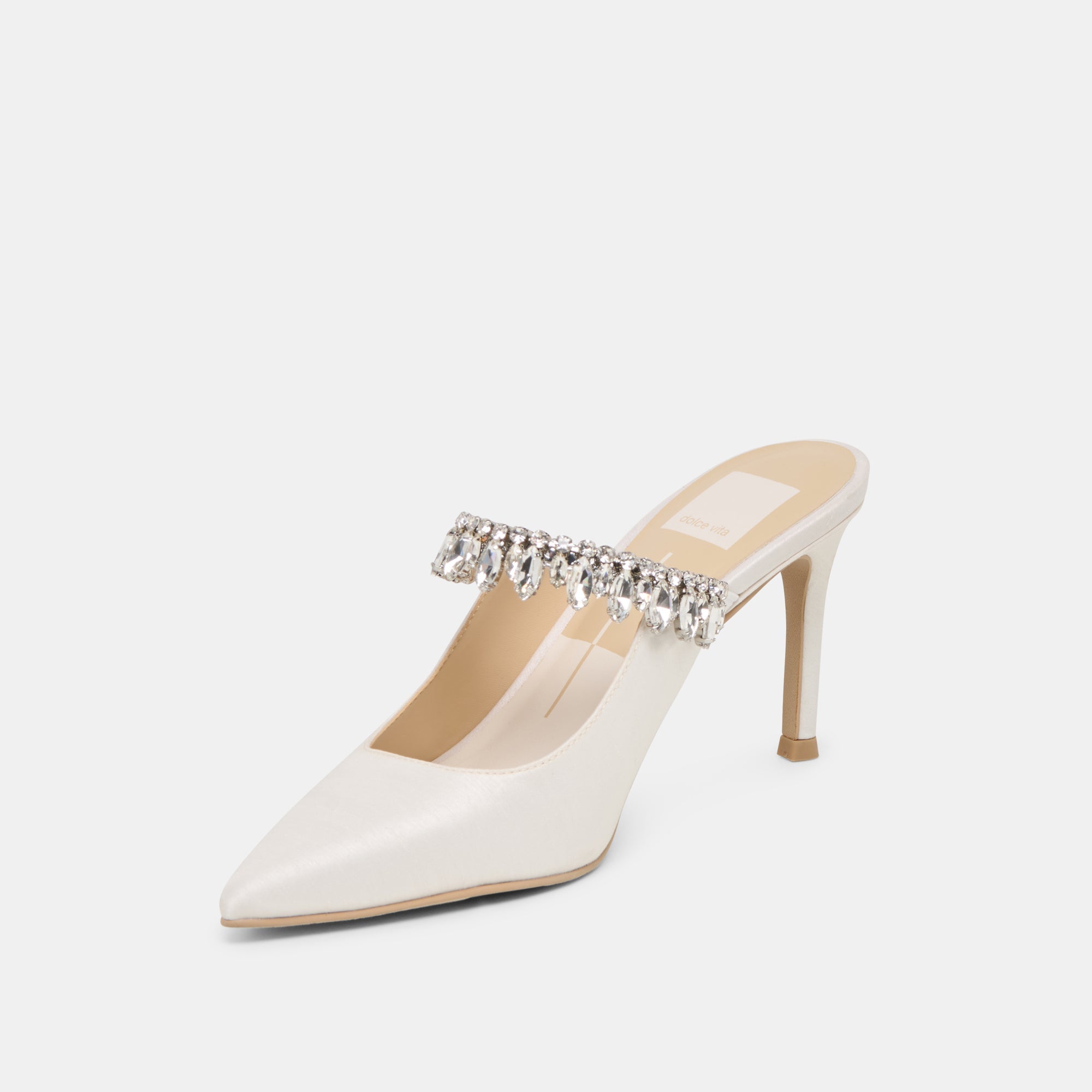 Keli Crystal White Satin Heels / Dolce Vita