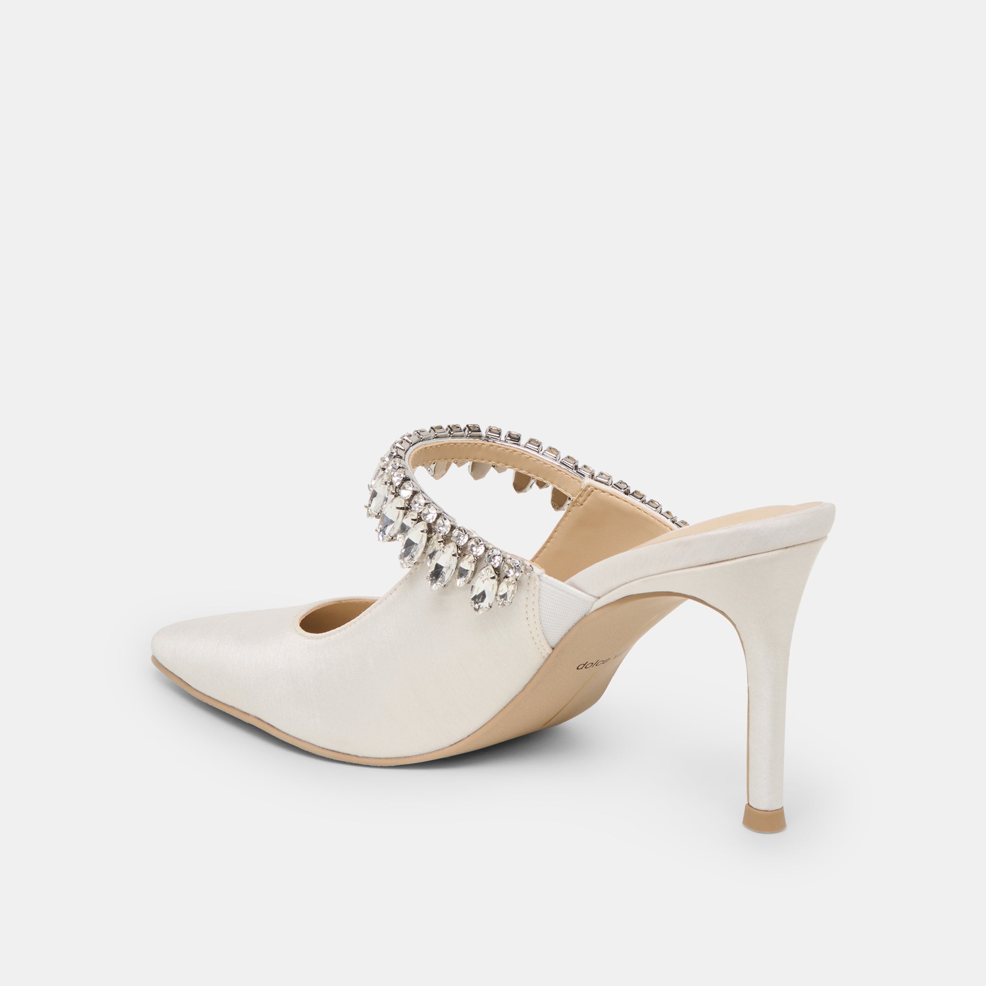 Keli Crystal White Satin Heels / Dolce Vita