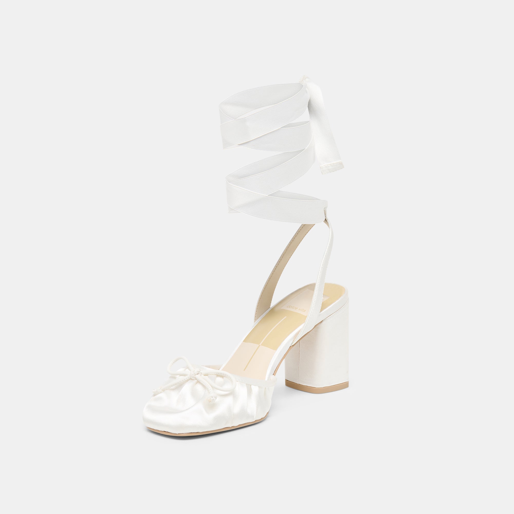 Tisha True White Satin Heels / Dolce Vita
