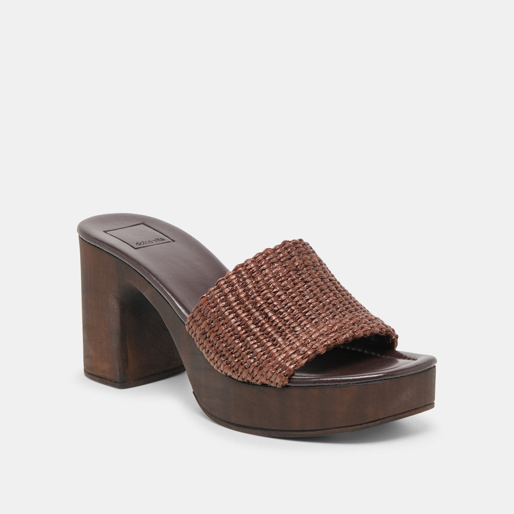 Celest Chocolate Raffia Heels / Dolce Vita
