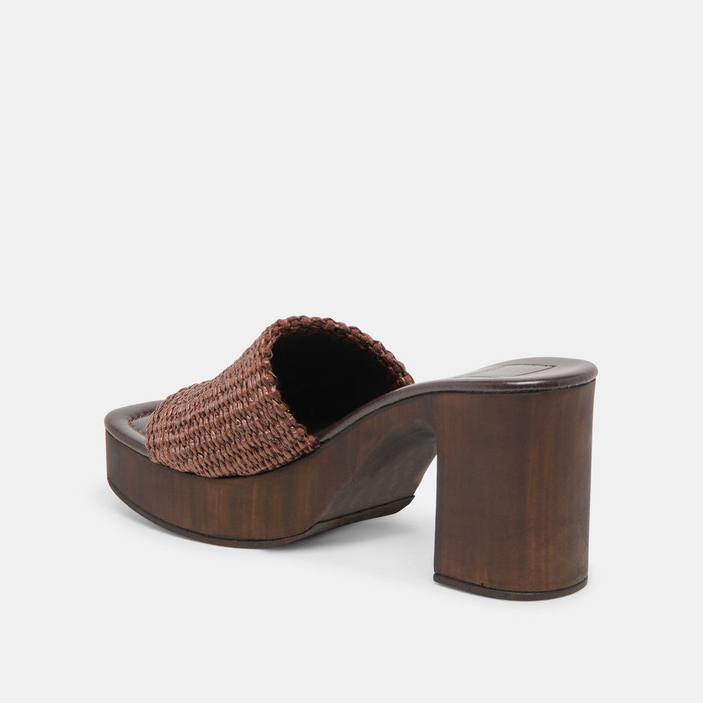 Celest Chocolate Raffia Heels / Dolce Vita
