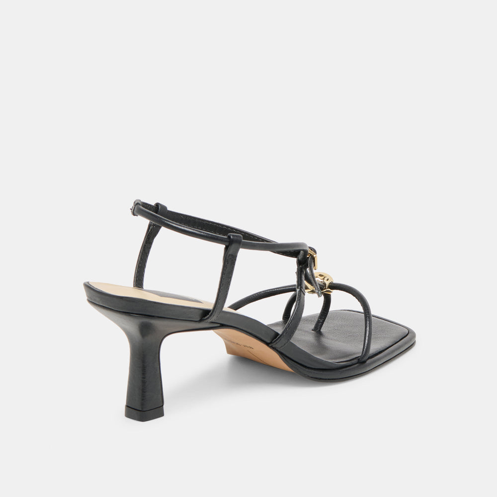 Manji Wide Black Leather Heels / Dolce Vita