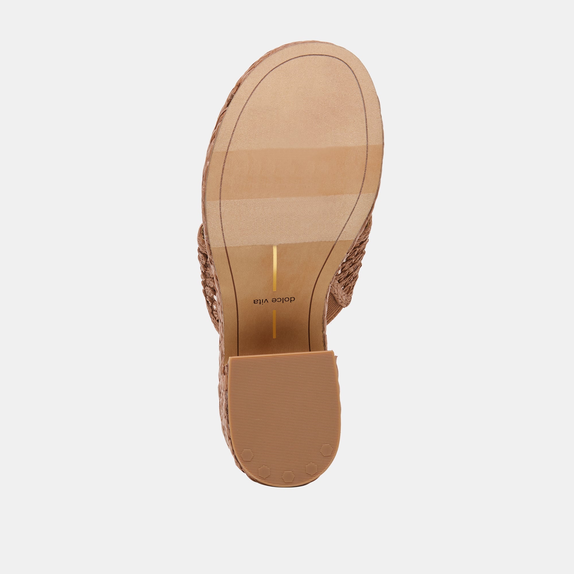 RIPPLE Mid Brown Raffia Platform Thong Block Heel / Dolce Vita