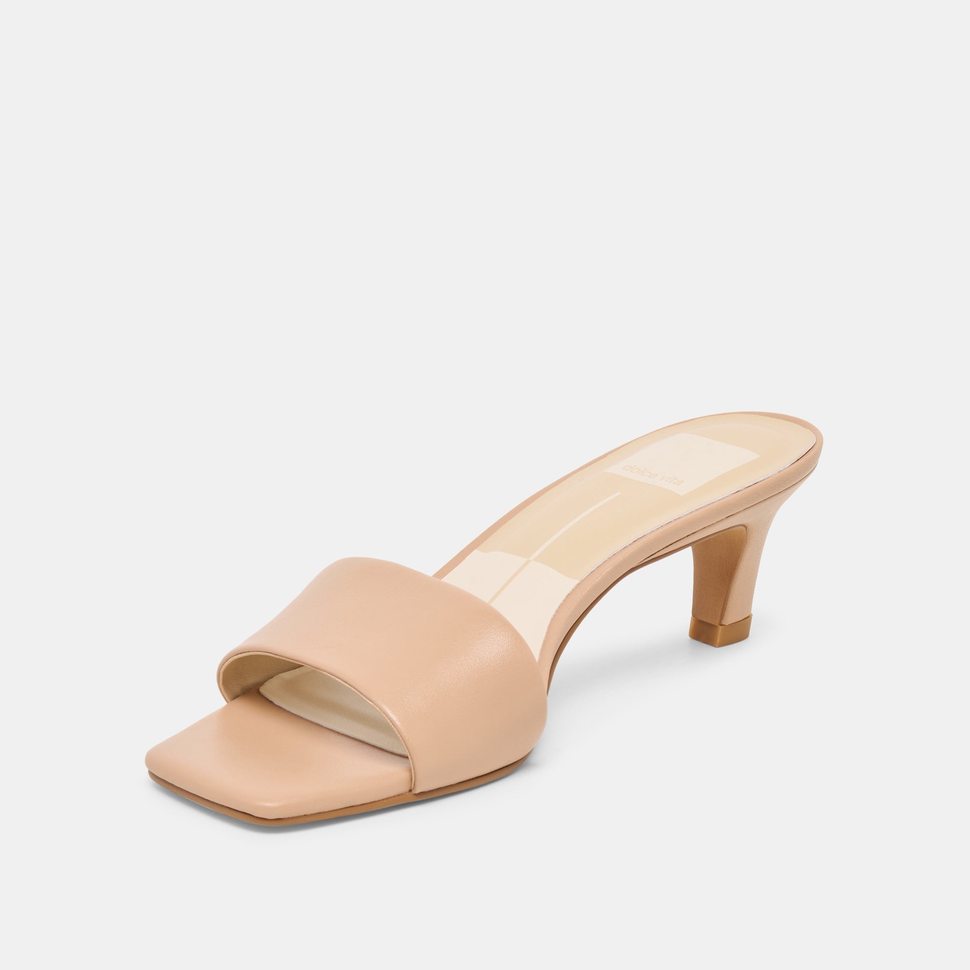 Rexa Wide Light Tan Leather Heels / Dolce Vita