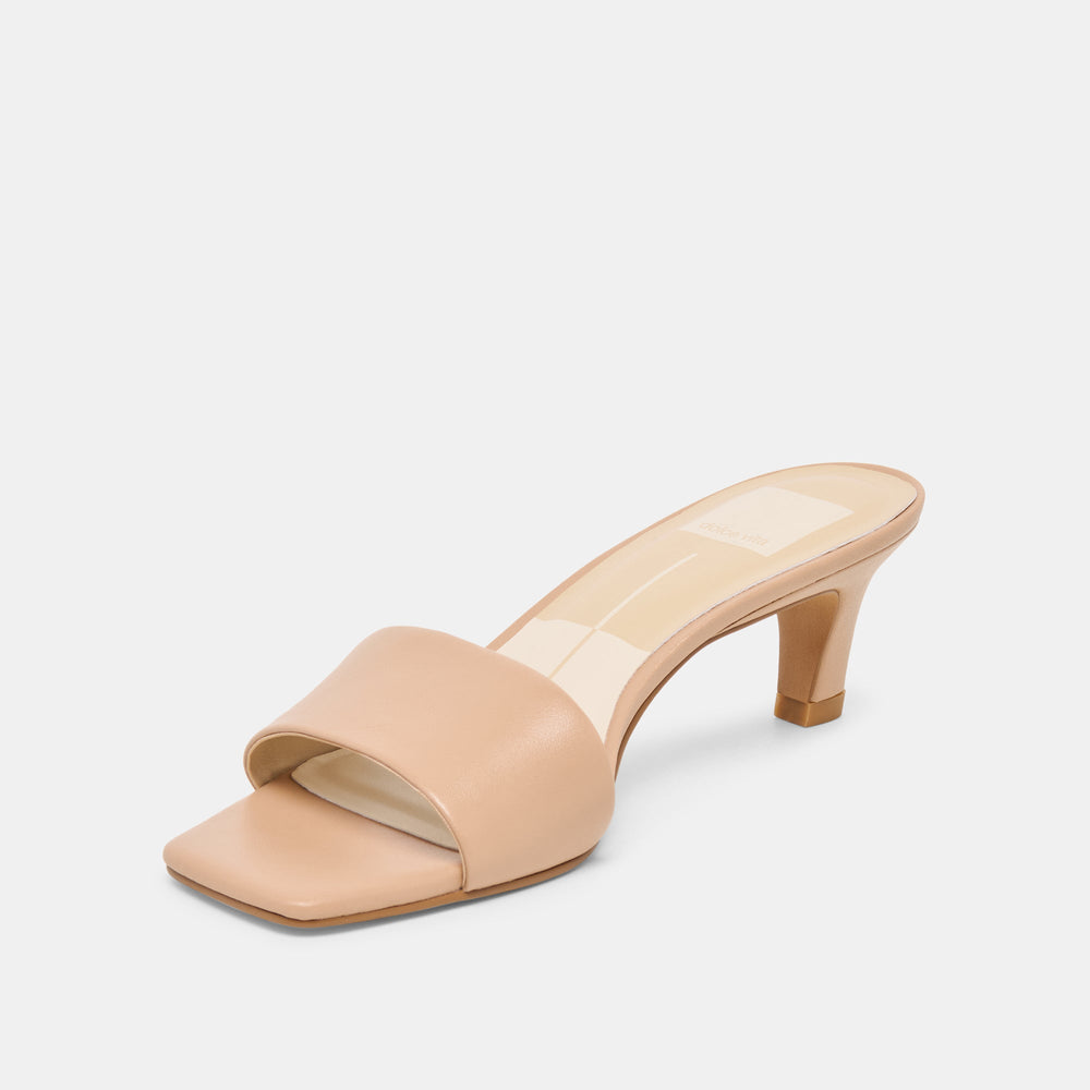 Rexa Wide Light Tan Leather Heels / Dolce Vita