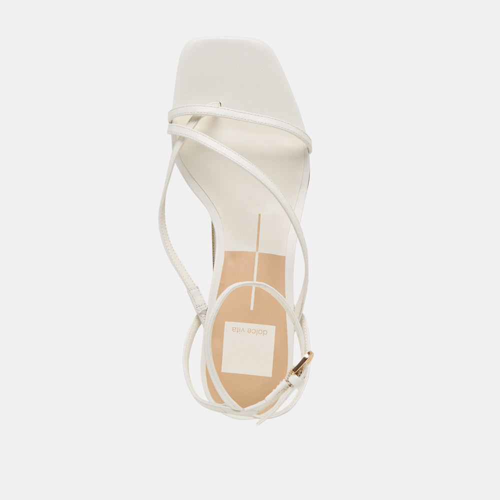 Karlos Wide True White Leather Sandals / Dolce Vita
