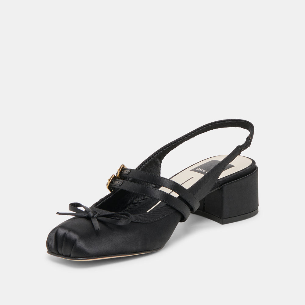 Loris Onyx Satin Heels / Dolce Vita
