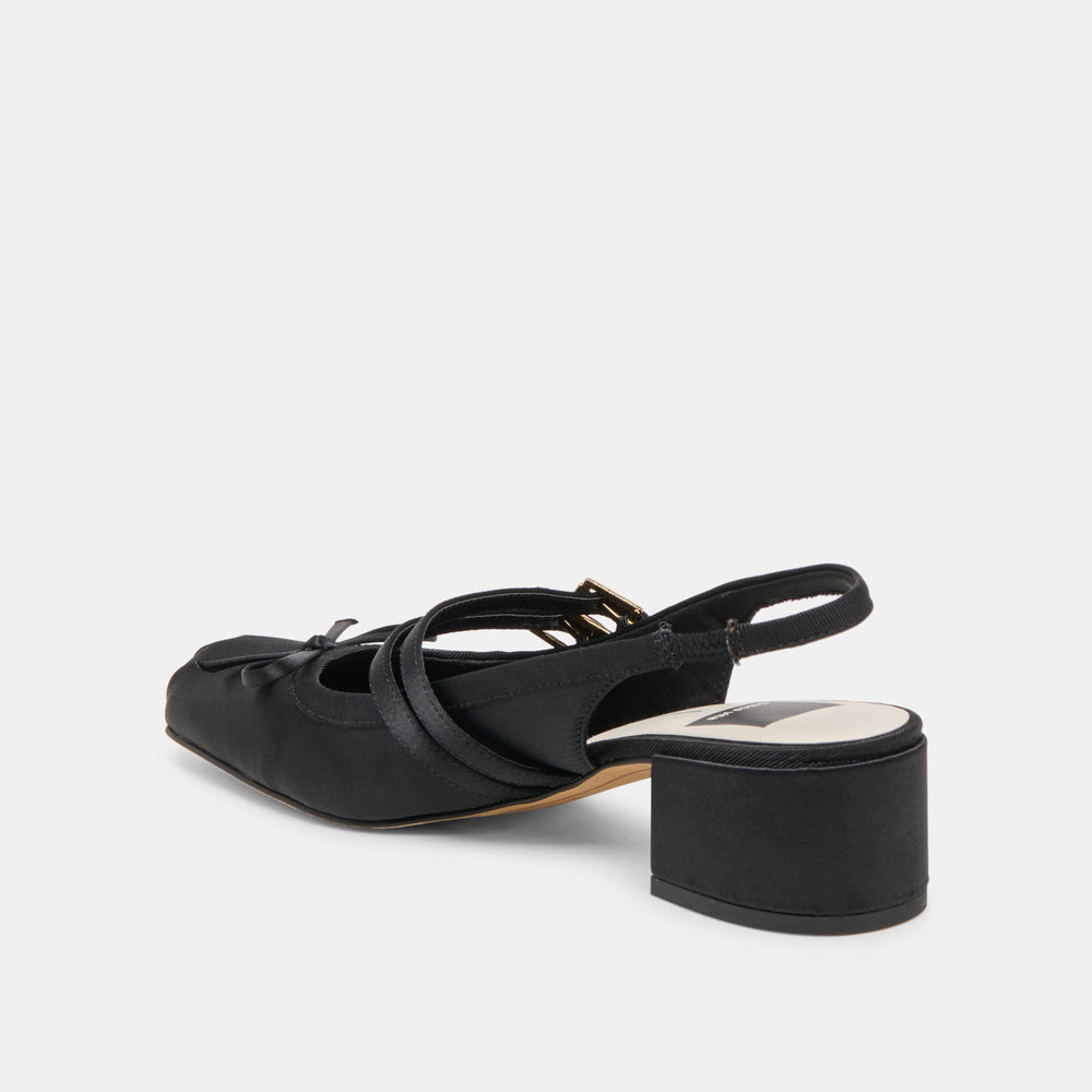 Loris Onyx Satin Heels / Dolce Vita