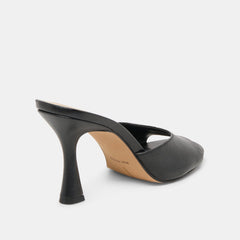 ROSHA Black Leather Open-Toe Mule Heels / Dolce Vita