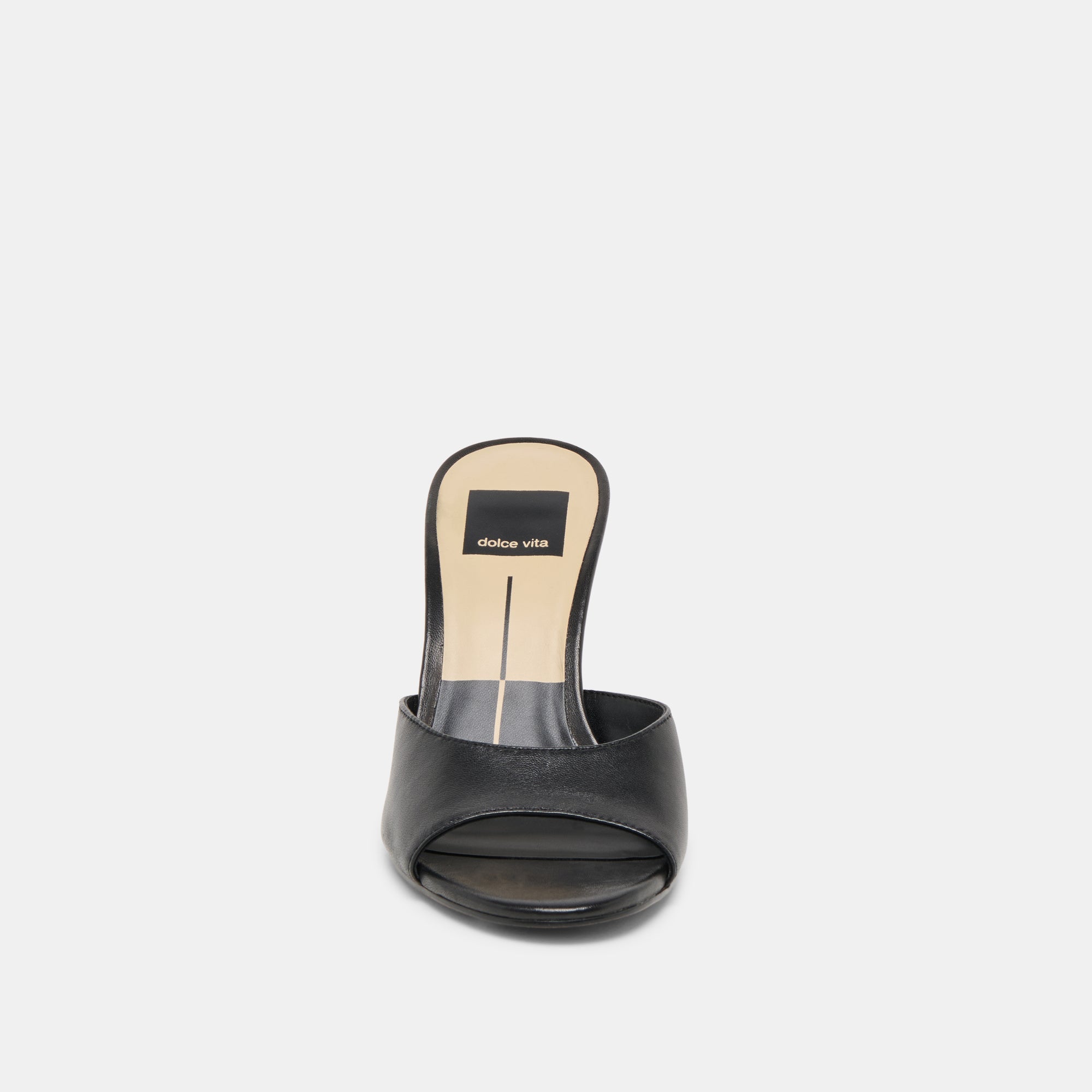 ROSHA Black Leather Open-Toe Mule Heels / Dolce Vita
