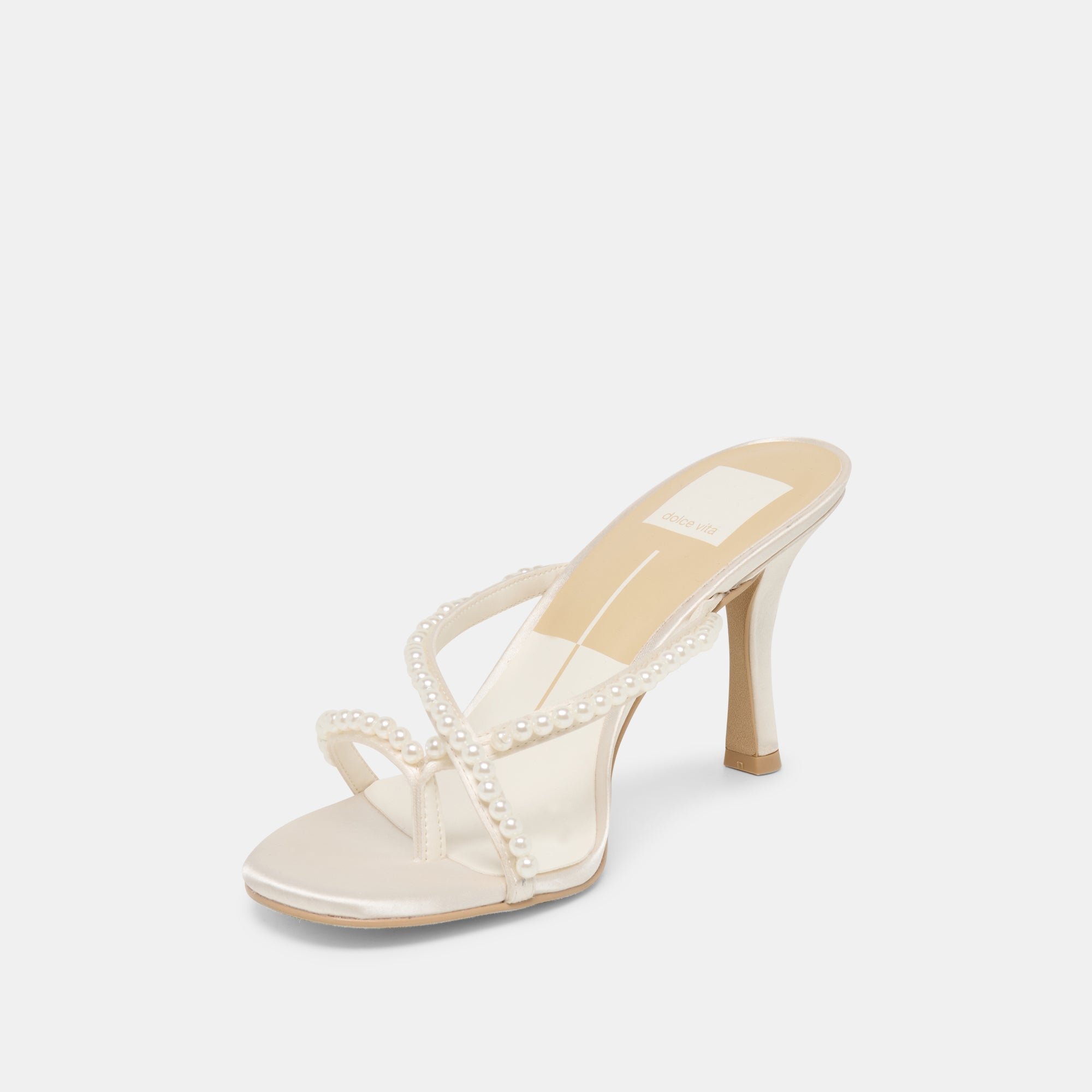 Liano Pearl Off White Satin Heels / Dolce Vita