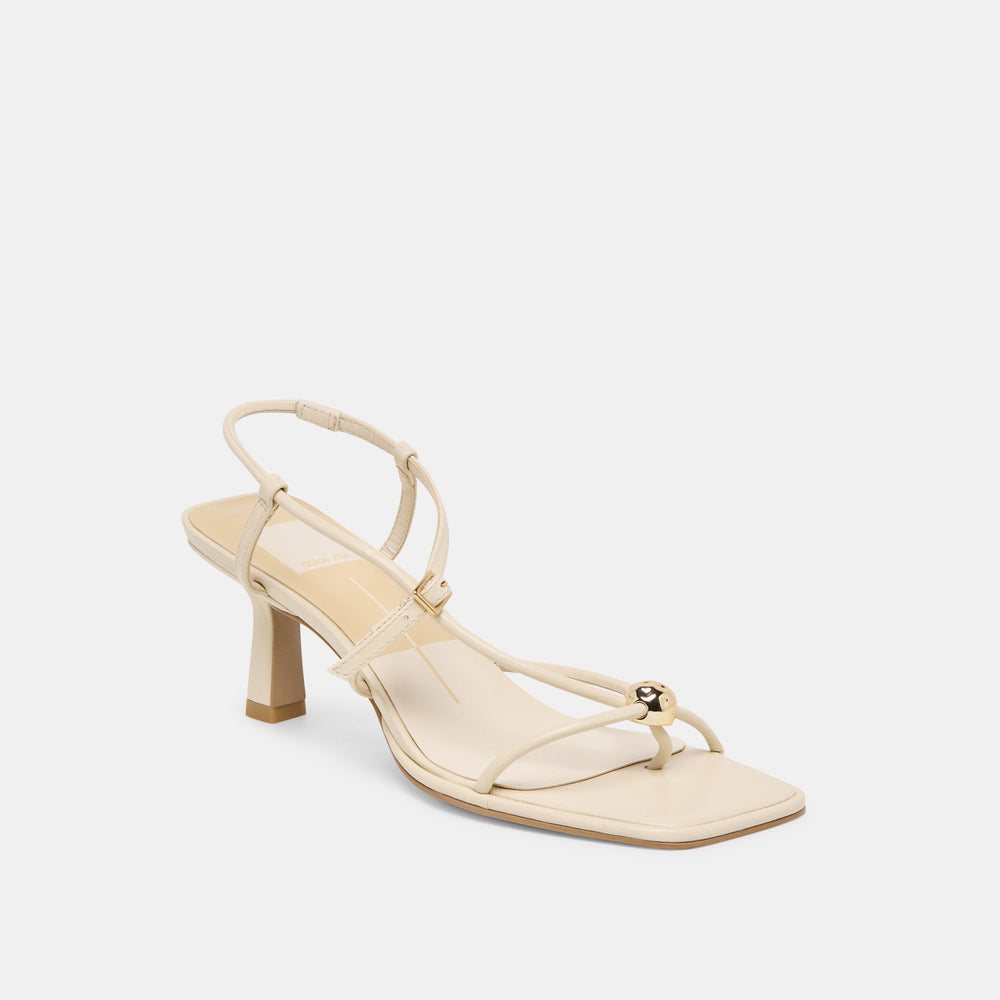 Manji Wide Creme Leather Heels / Dolce Vita