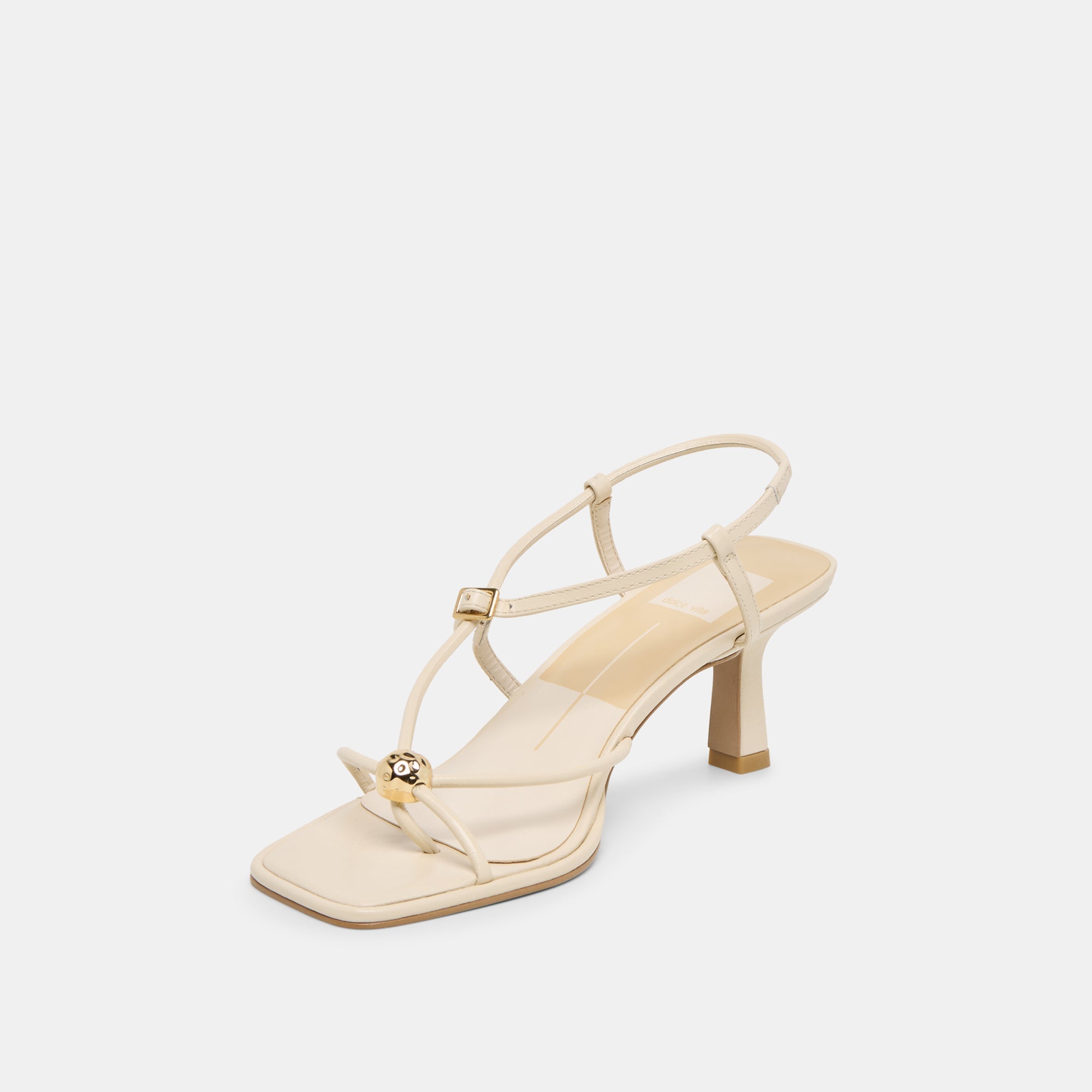 Manji Wide Creme Leather Heels / Dolce Vita