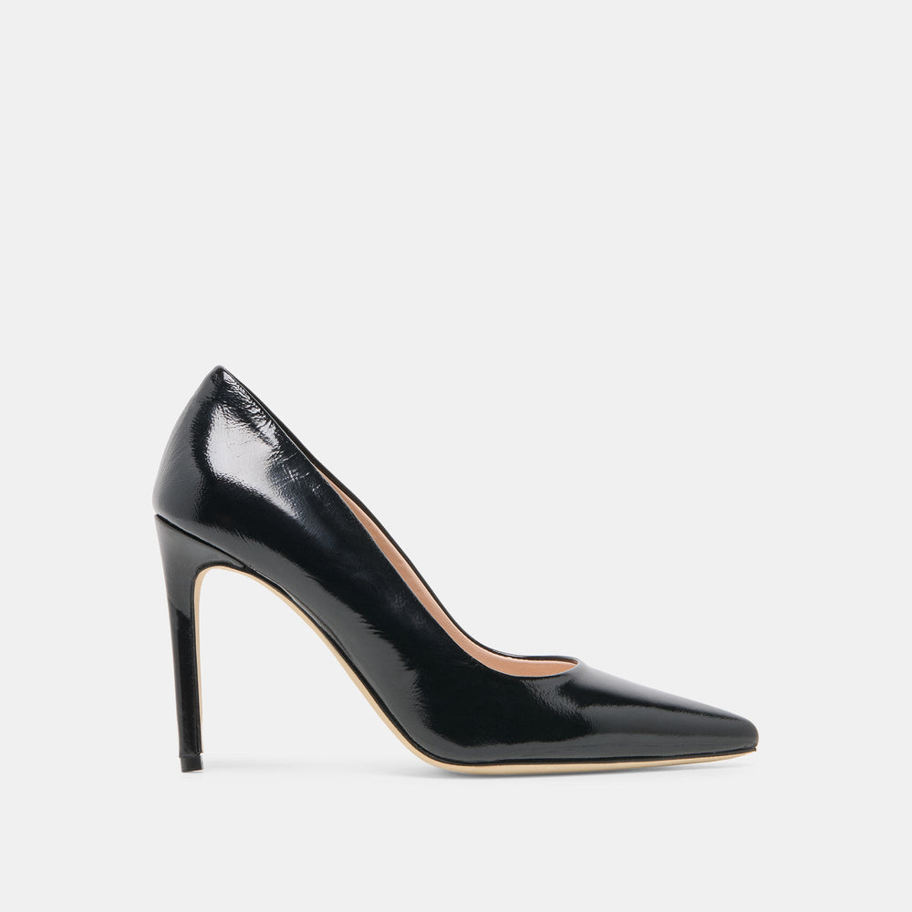 LANKY Black Leather Closed-Toe Pump Stiletto Heels / Dolce Vita