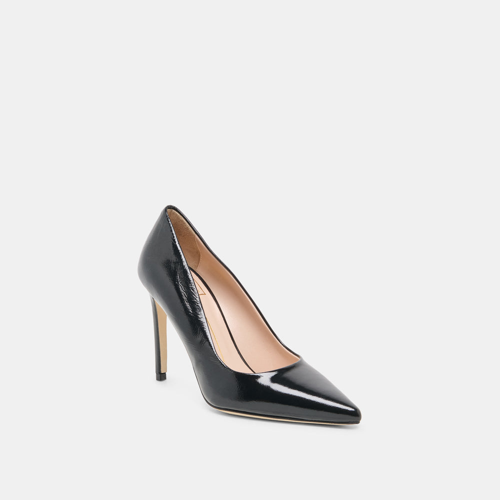 LANKY Black Leather Closed-Toe Pump Stiletto Heels / Dolce Vita