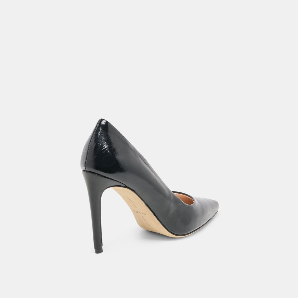 LANKY Black Leather Closed-Toe Pump Stiletto Heels / Dolce Vita