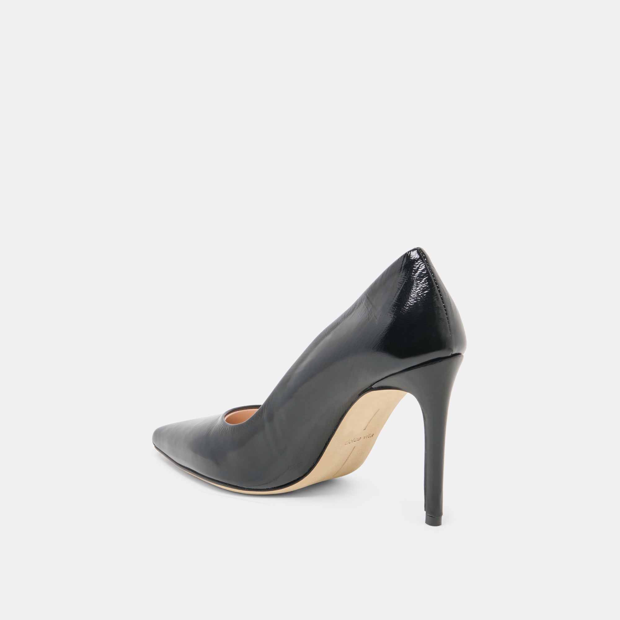 LANKY Black Leather Closed-Toe Pump Stiletto Heels / Dolce Vita