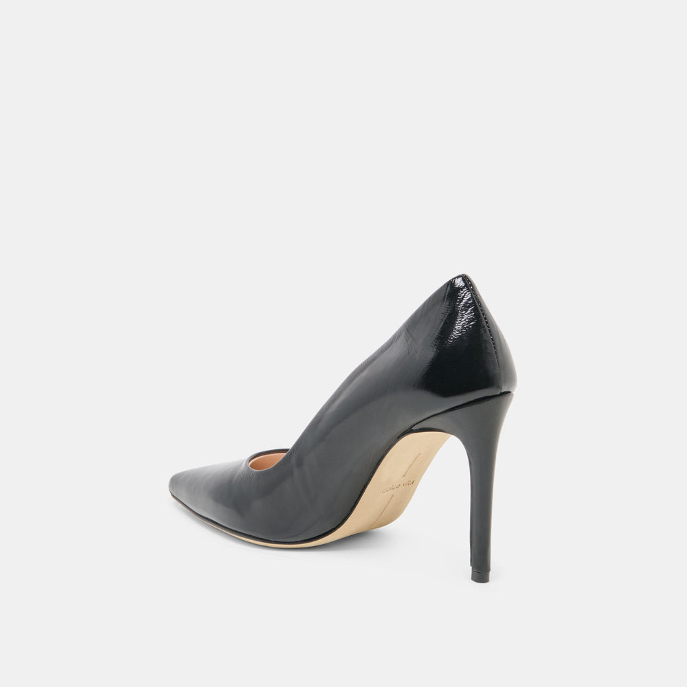 LANKY Black Leather Closed-Toe Pump Stiletto Heels / Dolce Vita