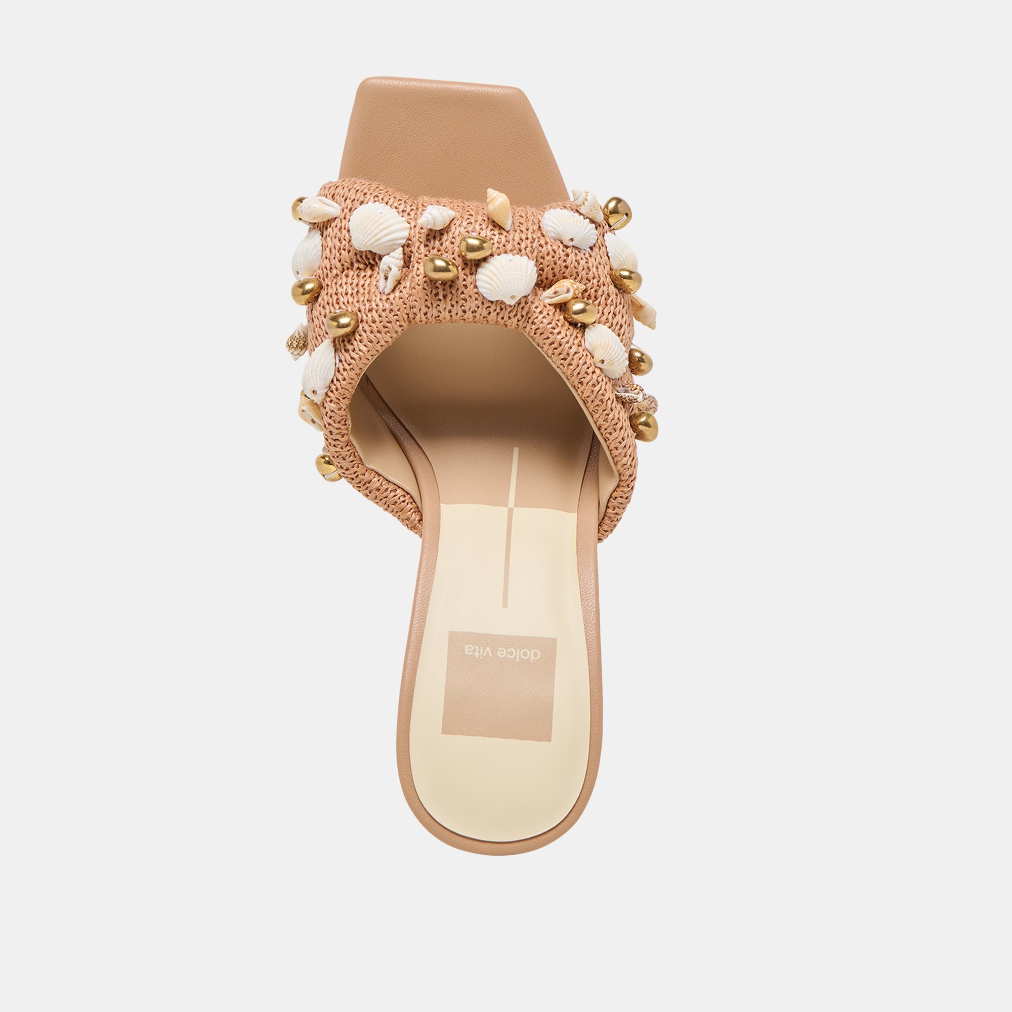 Tylah Toffee Beaded Raffia Heels / Dolce Vita