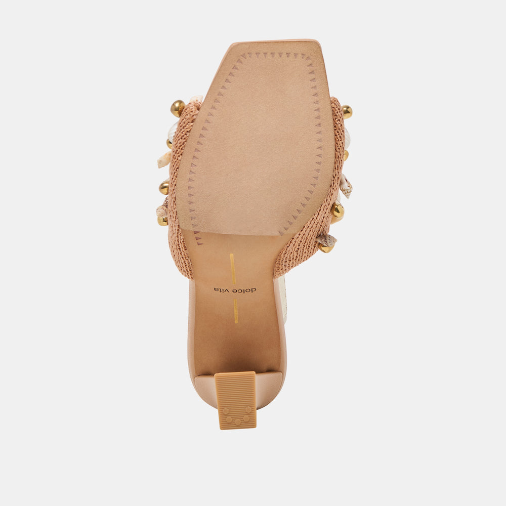 Tylah Toffee Beaded Raffia Heels / Dolce Vita