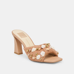 Tylah Toffee Beaded Raffia Heels / Dolce Vita