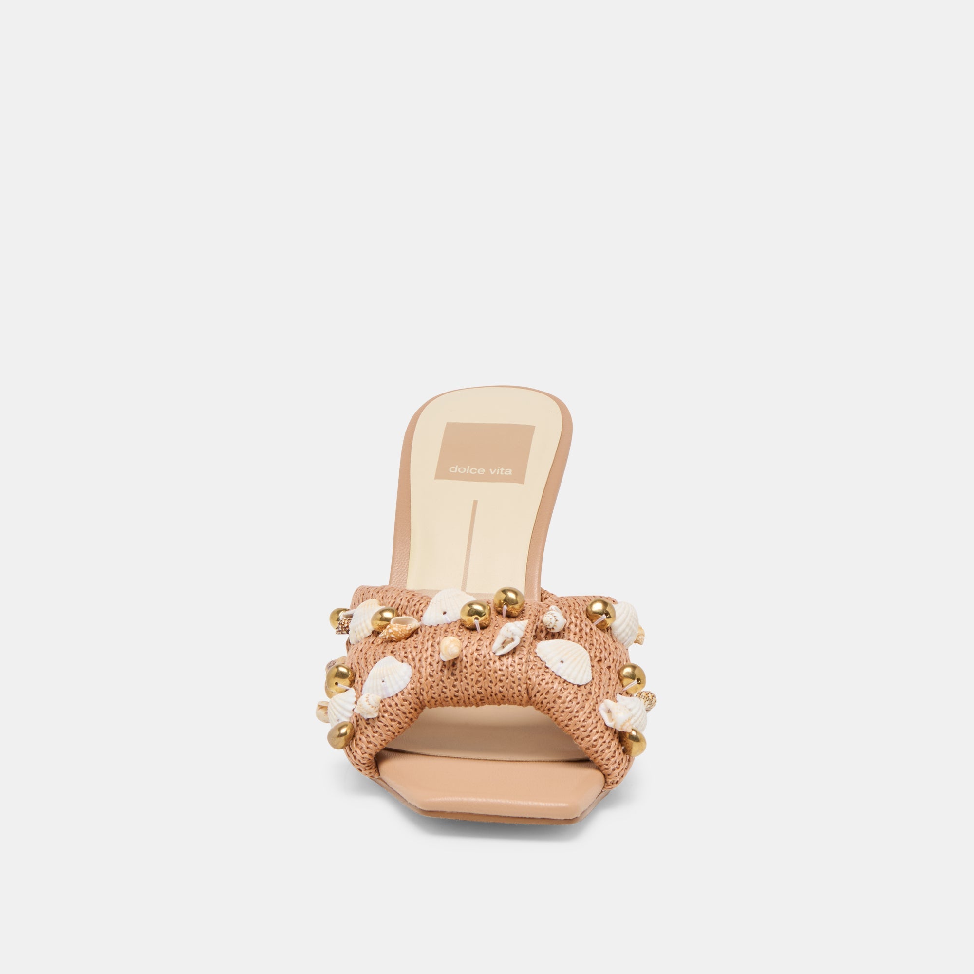 Tylah Toffee Beaded Raffia Heels / Dolce Vita