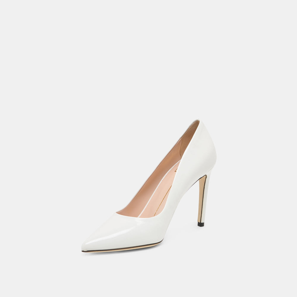 LANKY White Leather Closed-Toe Pump Stiletto Heels / Dolce Vita