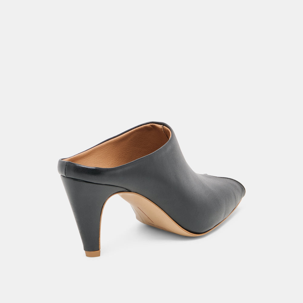 MERY Black Leather Peep-Toe Heels / Dolce Vita
