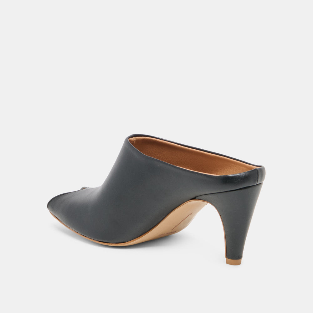 MERY Black Leather Peep-Toe Heels / Dolce Vita