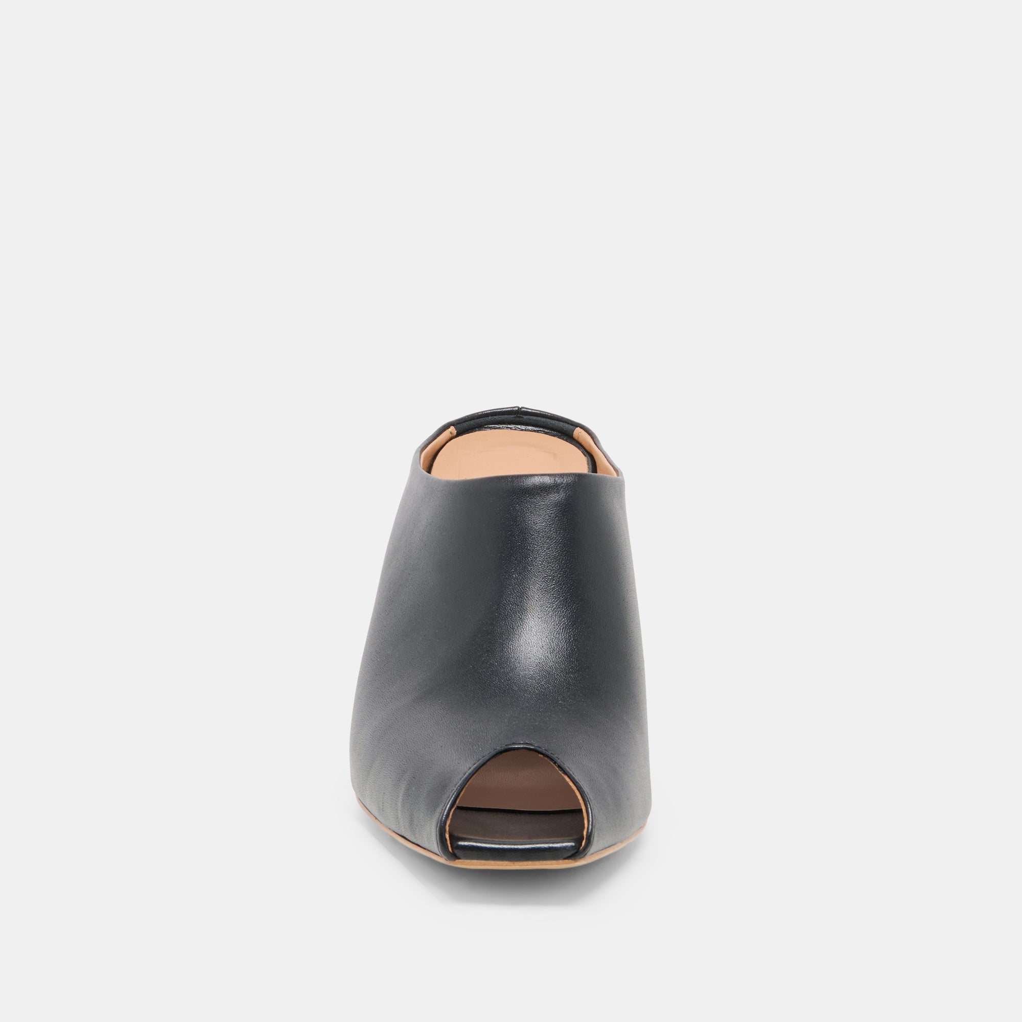 MERY Black Leather Peep-Toe Heels / Dolce Vita