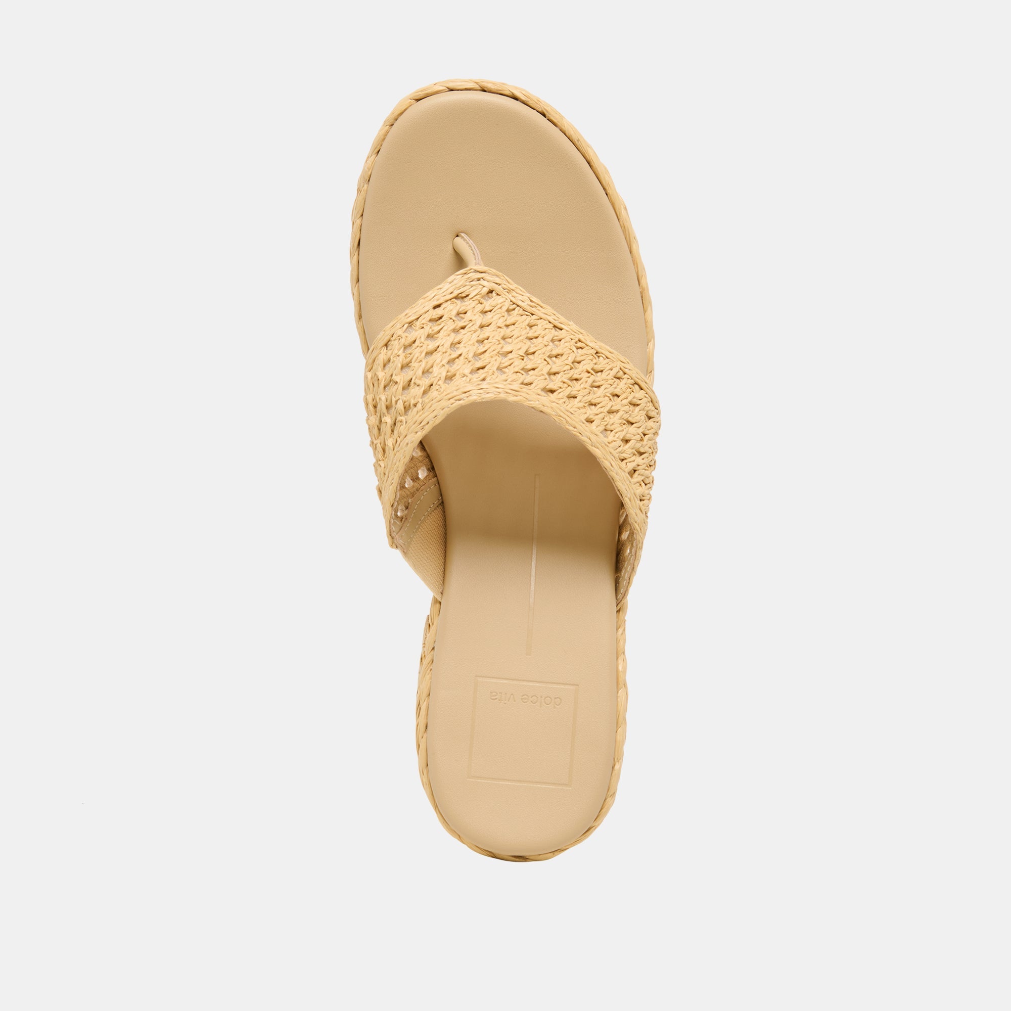 RIPPLE Lt Natural Raffia Platform Thong Block Heel / Dolce Vita