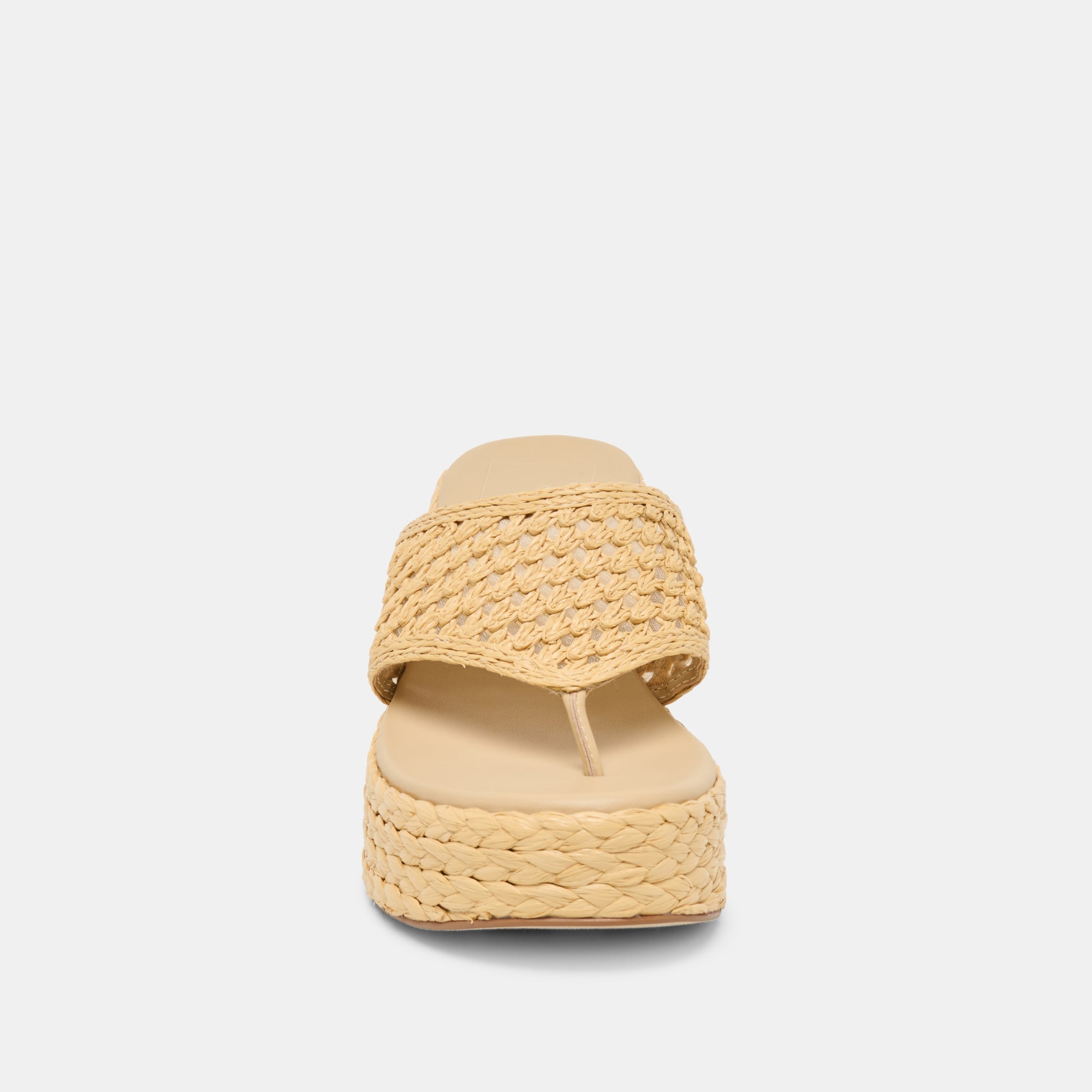 RIPPLE Lt Natural Raffia Platform Thong Block Heel / Dolce Vita