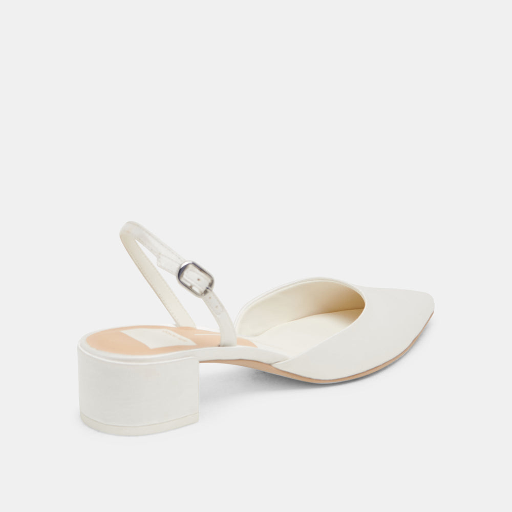 Carel Wide True White Satin Heels / Dolce Vita