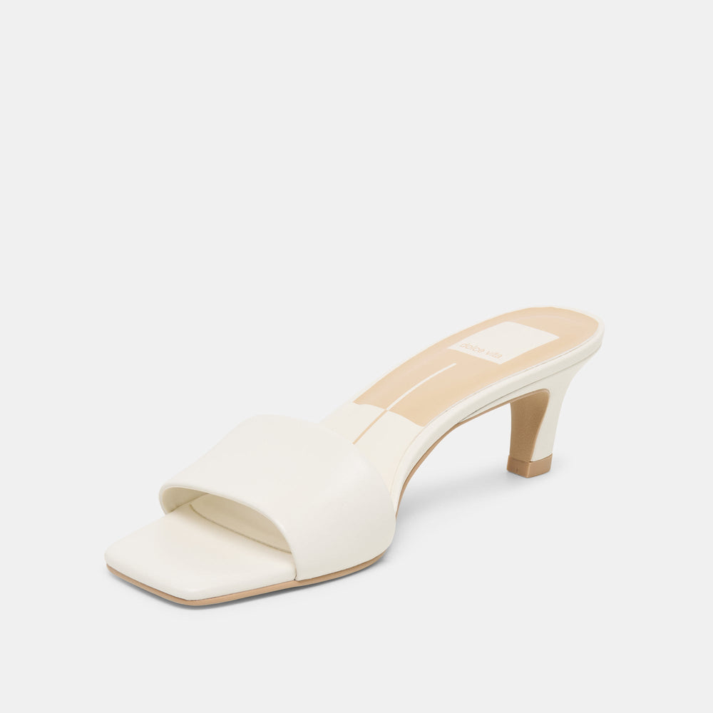 Rexa Wide True White Leather Heels / Dolce Vita