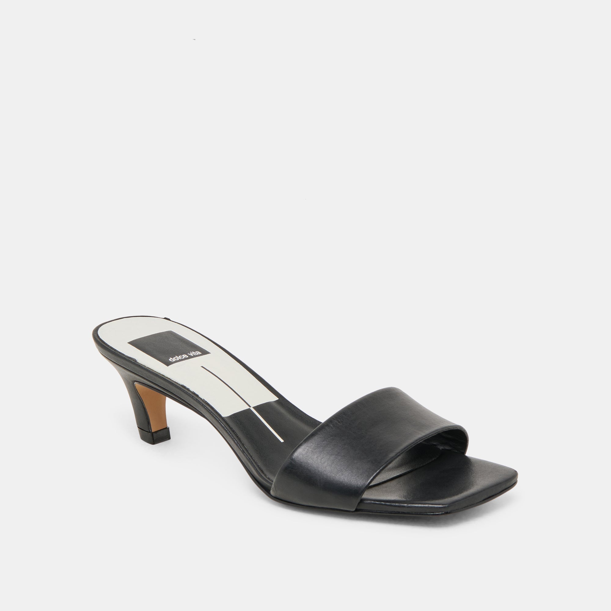 Rexa Wide Black Leather Heels / Dolce Vita