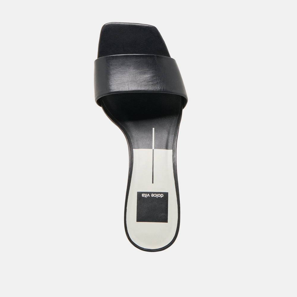 Rexa Wide Black Leather Heels / Dolce Vita