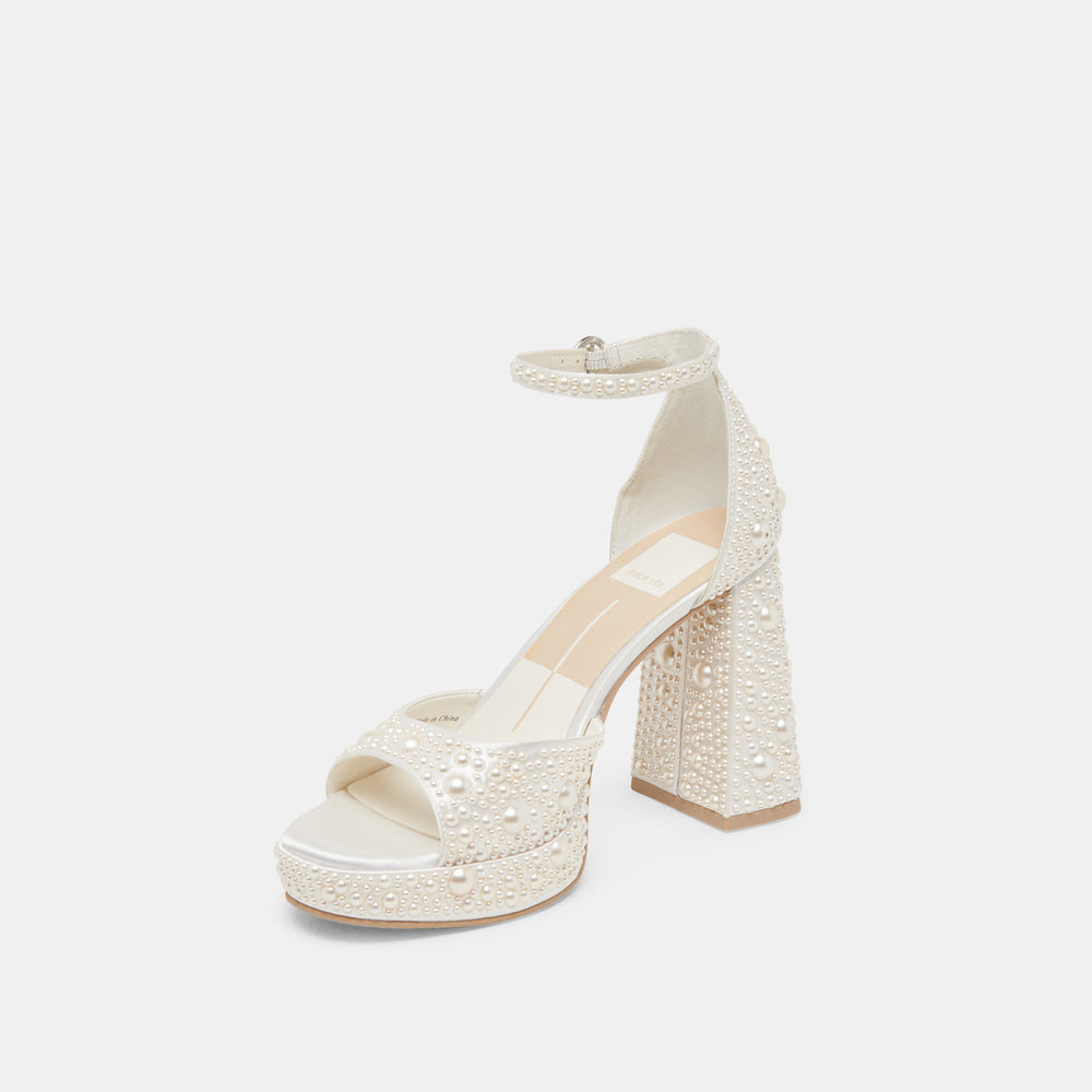 PANDRO PEARL WIDE HEELS TRUE WHITE SATIN
 – Dolce Vita / Dolce Vita