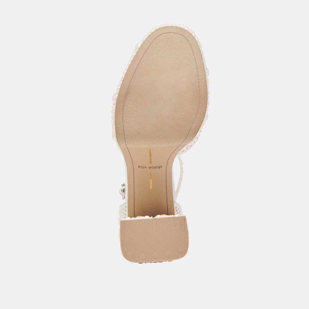 PANDRO PEARL WIDE HEELS TRUE WHITE SATIN
 – Dolce Vita / Dolce Vita