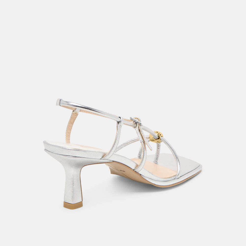 Mylee Silver Distressed Leather Heels / Dolce Vita