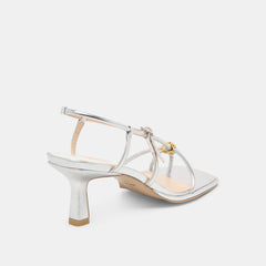 Mylee Silver Distressed Leather Heels / Dolce Vita