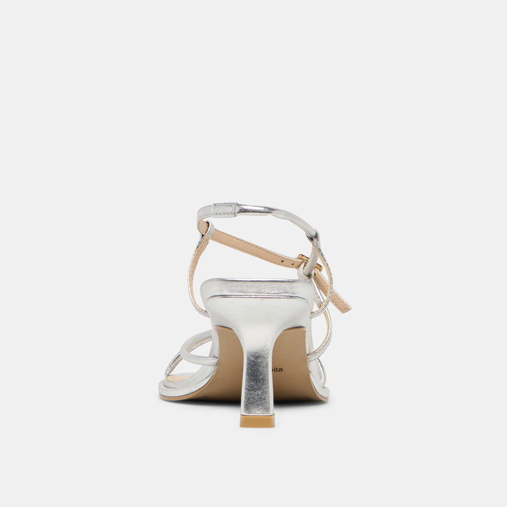 Mylee Silver Distressed Leather Heels / Dolce Vita
