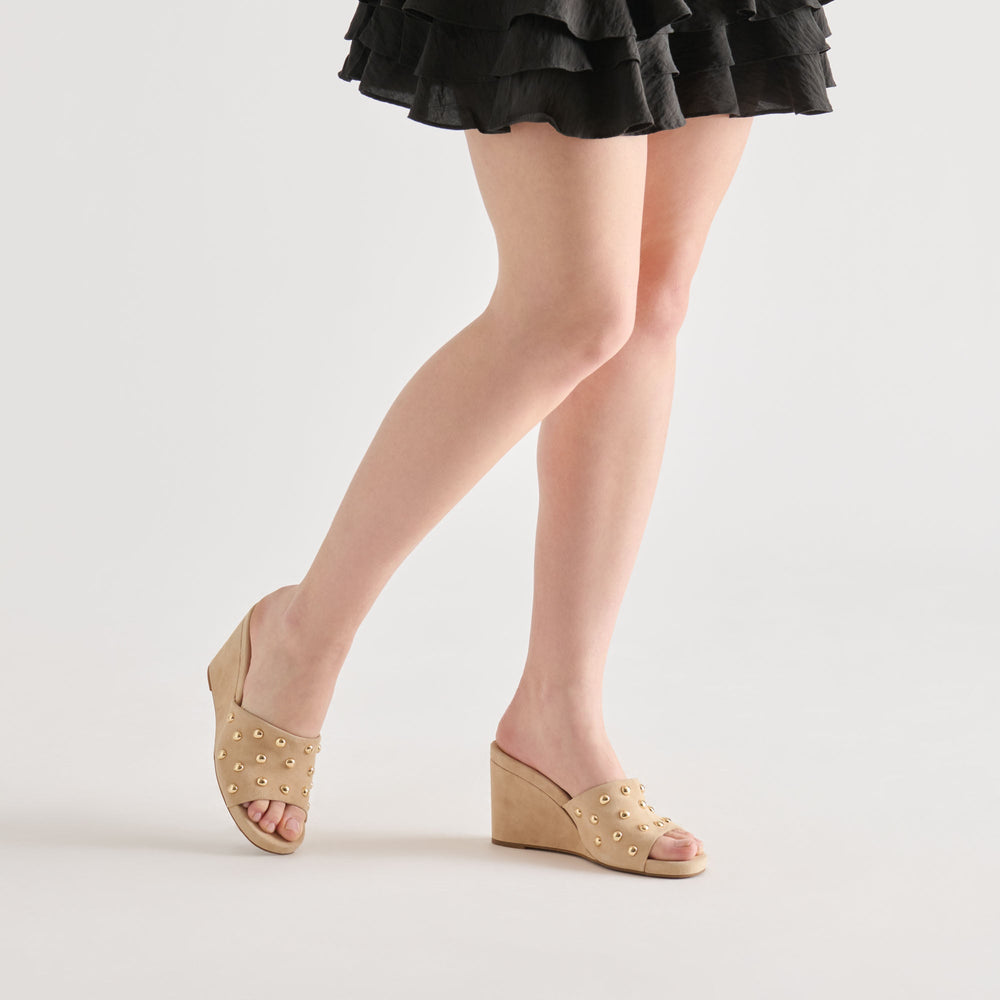 Holta Stud Camel Suede Wedges / Dolce Vita