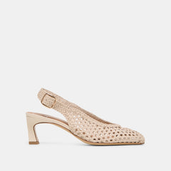 REMLA Bone Woven Leather Peep-Toe Kitten Heel / Dolce Vita