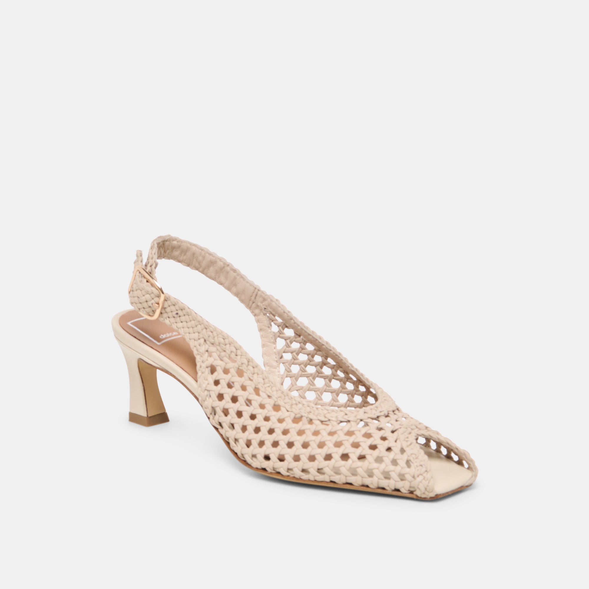 REMLA Bone Woven Leather Peep-Toe Kitten Heel / Dolce Vita