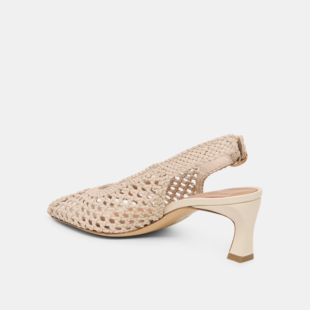 REMLA Bone Woven Leather Peep-Toe Kitten Heel / Dolce Vita